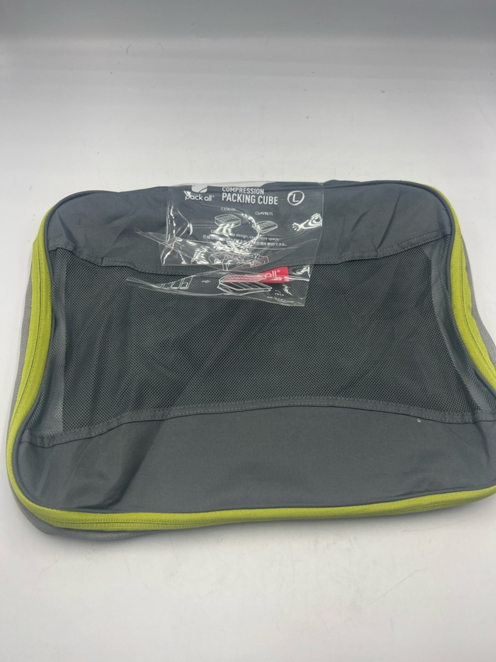 New Pack all Large Compression Packing Cube - Gray with Lime Trim z1